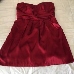 Charmeuse Dress with Ruched Waist and Pocket